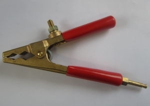 Erdungszange/Stecker (roter Handgriff)